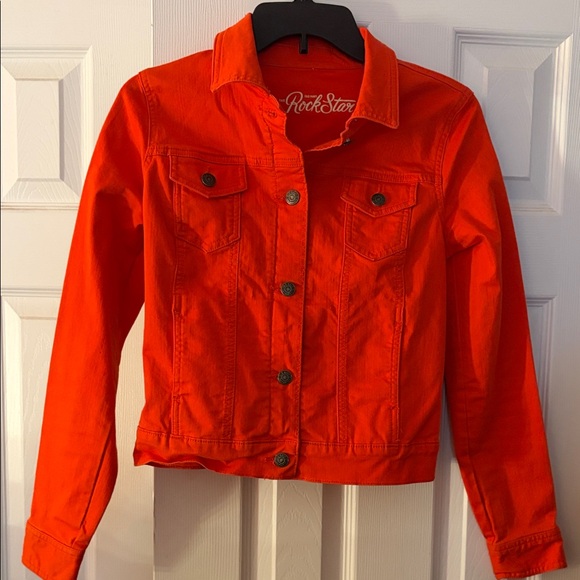 Old Navy Jackets & Blazers - Old Navy Bright Orange Jean Jacket